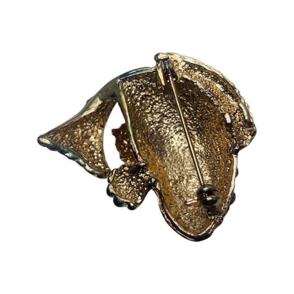 Crystal Japanese Koi Fish Brooch Pin 1.5” Gold Tone Whimsical Fish Vintage - Picture 15 of 16